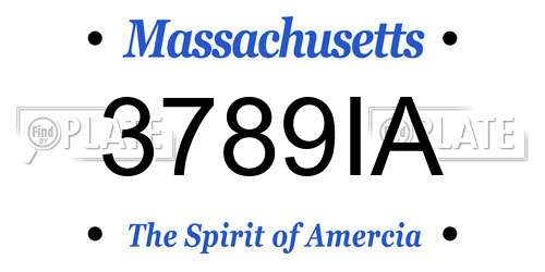 3789IA Massachusetts License Plate