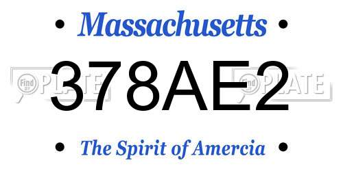 378AE2 Massachusetts License Plate