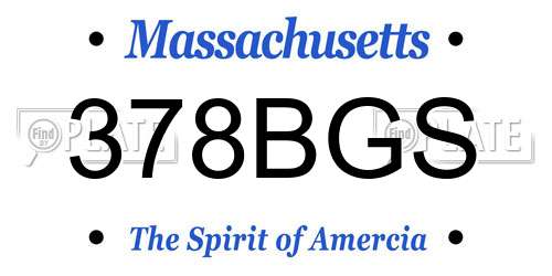 378BGS Massachusetts License Plate