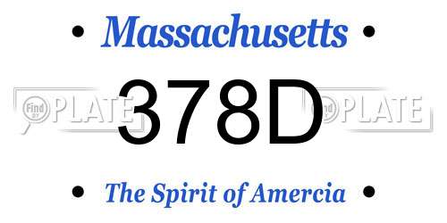 378D Massachusetts License Plate