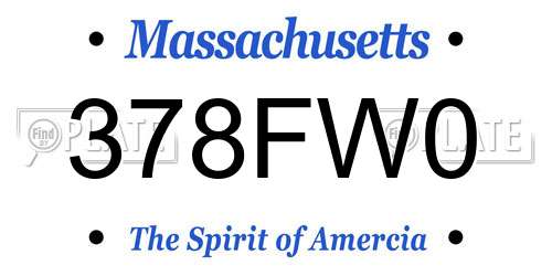 378FW0 Massachusetts License Plate