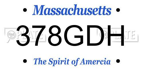 378GDH Massachusetts License Plate