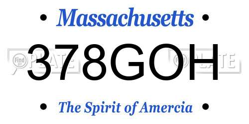 378GOH Massachusetts License Plate