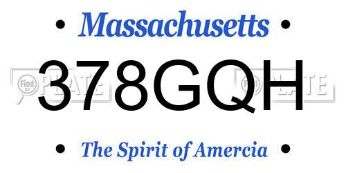 378GQH Massachusetts License Plate
