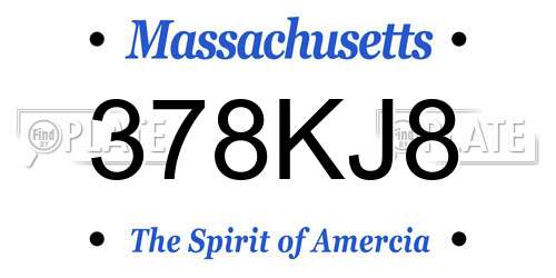 378KJ8 Massachusetts License Plate