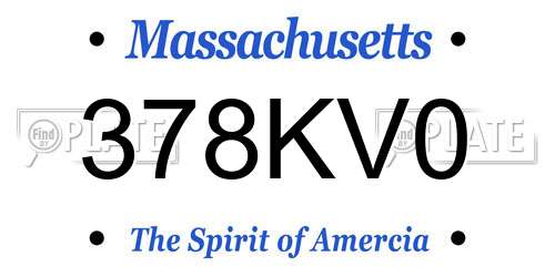 378KV0 Massachusetts License Plate