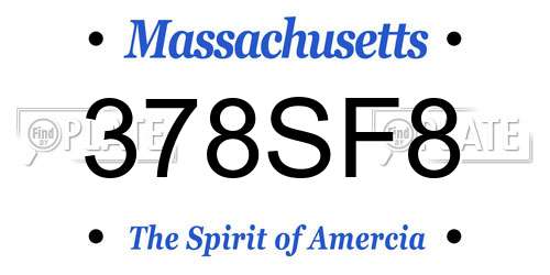 378SF8 Massachusetts License Plate