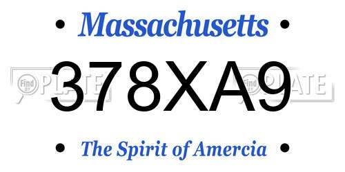 378XA9 Massachusetts License Plate