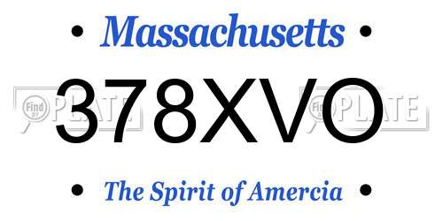 378XVO Massachusetts License Plate