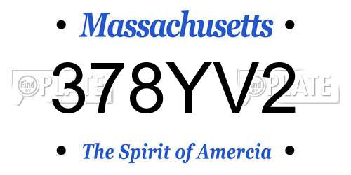 378YV2 Massachusetts License Plate