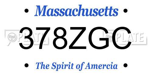 378ZGC Massachusetts License Plate