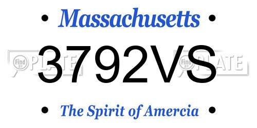 3792VS Massachusetts License Plate