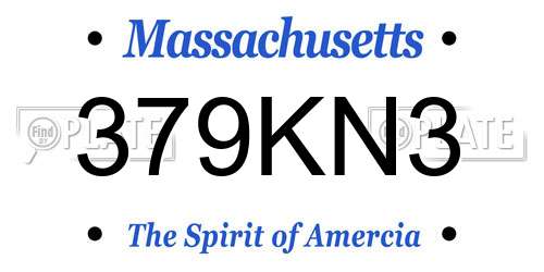 379KN3 Massachusetts License Plate