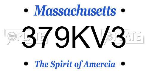 379KV3 Massachusetts License Plate