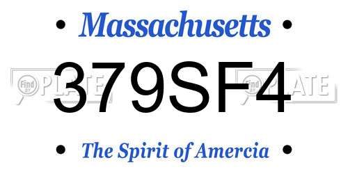 379SF4 Massachusetts License Plate