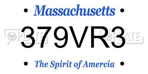 379VR3 Massachusetts License Plate