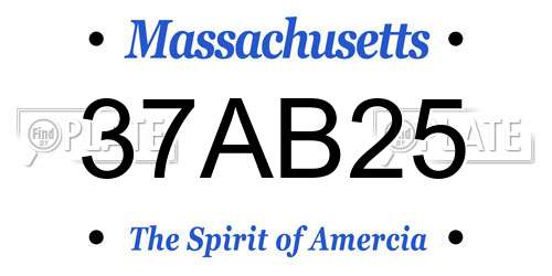37AB25 Massachusetts License Plate