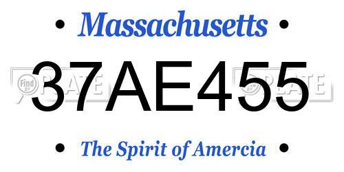 37AE455 Massachusetts License Plate