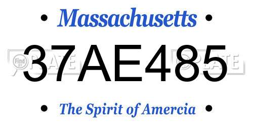 37AE485 Massachusetts License Plate