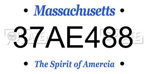37AE488 Massachusetts License Plate