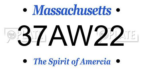 37AW22 Massachusetts License Plate