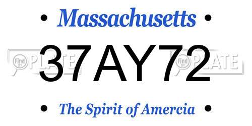37AY72 Massachusetts License Plate