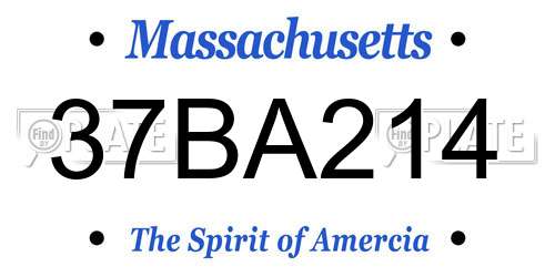 37BA214 Massachusetts License Plate