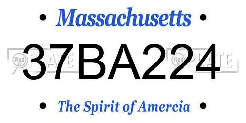 37BA224 Massachusetts License Plate