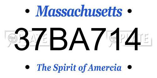 37BA714 Massachusetts License Plate