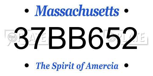 37BB652 Massachusetts License Plate