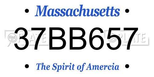 37BB657 Massachusetts License Plate