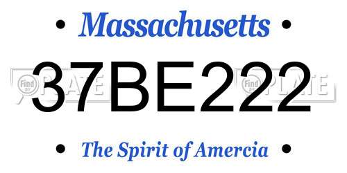 37BE222 Massachusetts License Plate