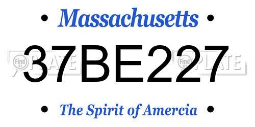 37BE227 Massachusetts License Plate