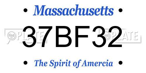 37BF32 Massachusetts License Plate