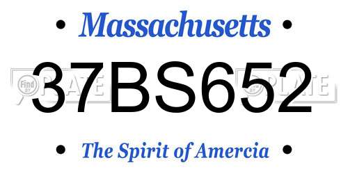 37BS652 Massachusetts License Plate