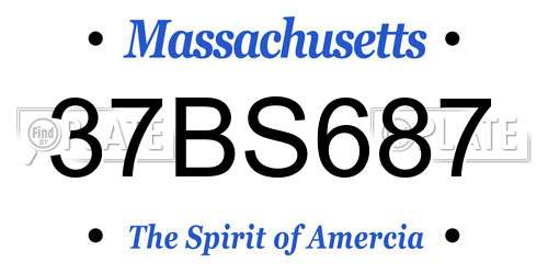 37BS687 Massachusetts License Plate