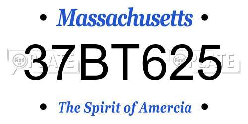 37BT625 Massachusetts License Plate