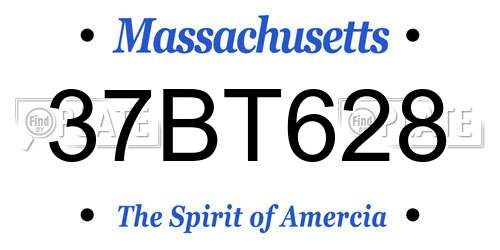 37BT628 Massachusetts License Plate