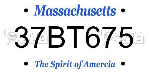 37BT675 Massachusetts License Plate