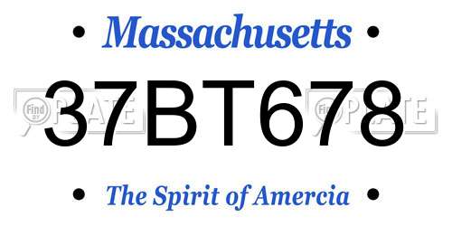 37BT678 Massachusetts License Plate