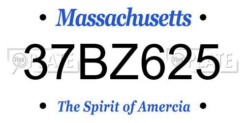 37BZ625 Massachusetts License Plate