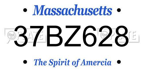 37BZ628 Massachusetts License Plate