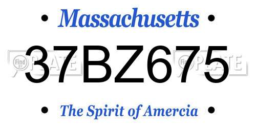 37BZ675 Massachusetts License Plate