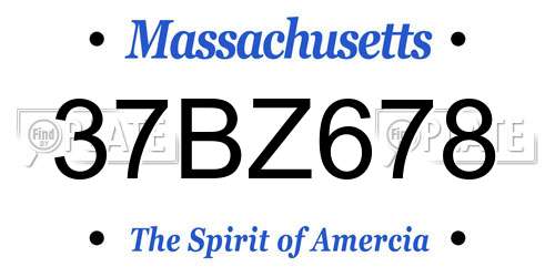 37BZ678 Massachusetts License Plate