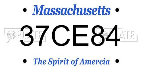 37CE84 Massachusetts License Plate
