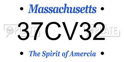 37CV32 Massachusetts License Plate