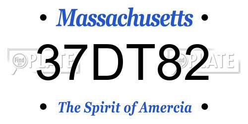 37DT82 Massachusetts License Plate