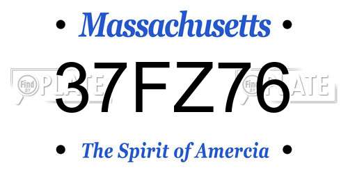 37FZ76 Massachusetts License Plate