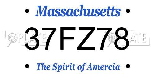 37FZ78 Massachusetts License Plate
