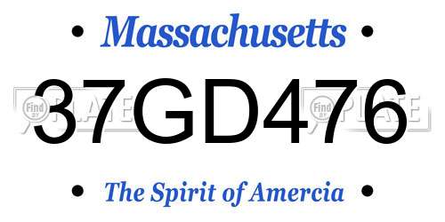 37GD476 Massachusetts License Plate